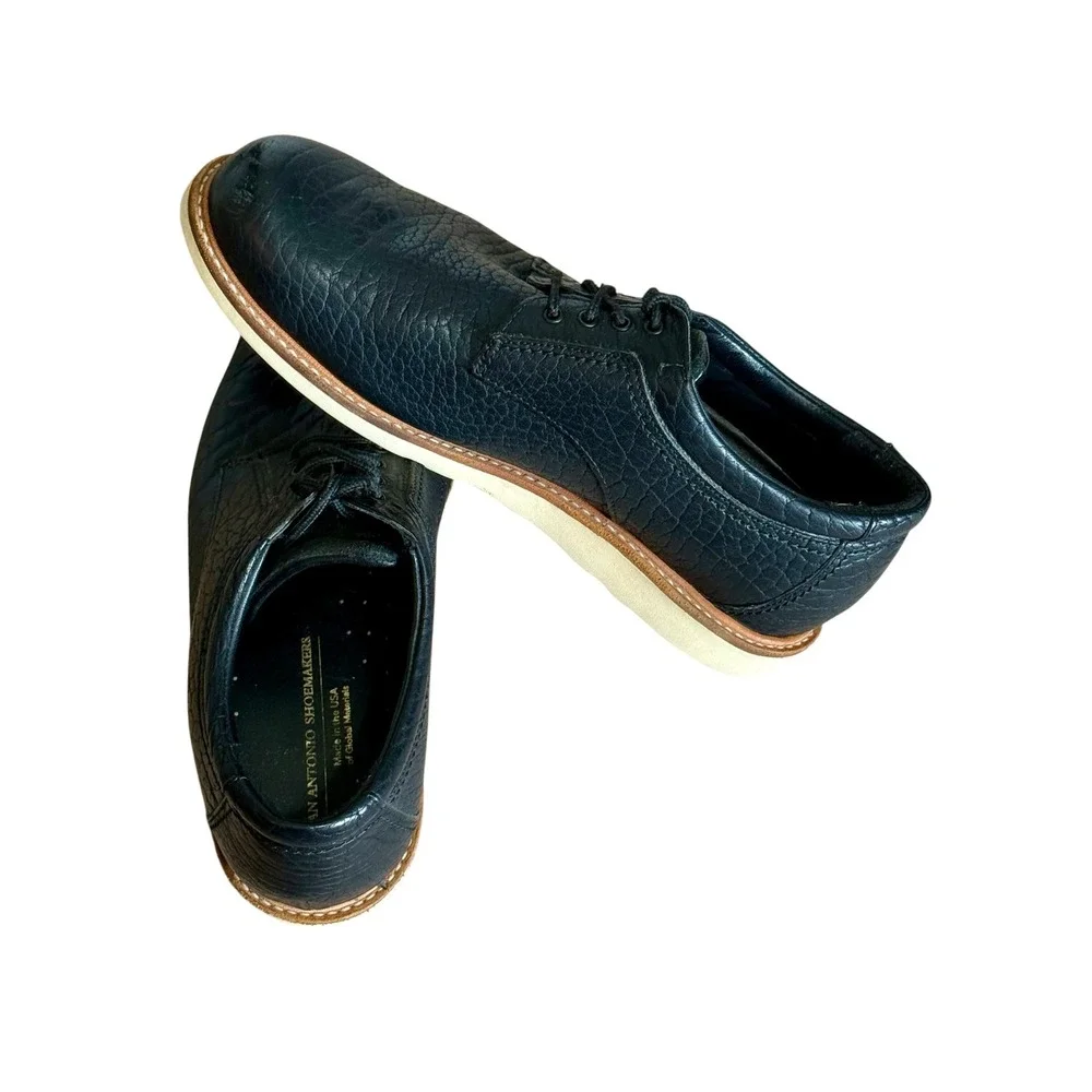 SAS San Antonio Shoemakers Mens Black Leather Pebbled Oxford Shoes 10 M 2000934